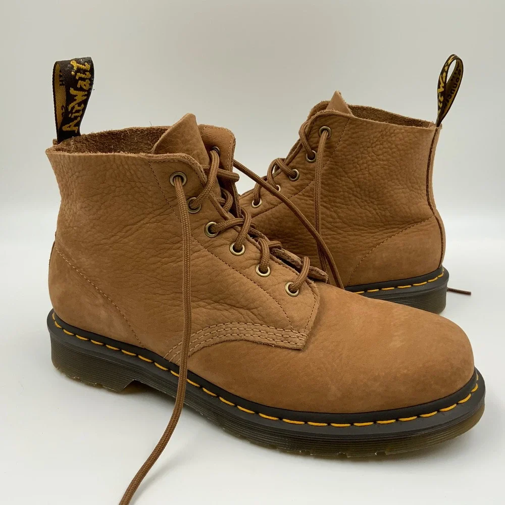Dr Martens 101 UB Tan Ambassador Leather 6 Eye Ankle Boots Mens 9 Womens 10
